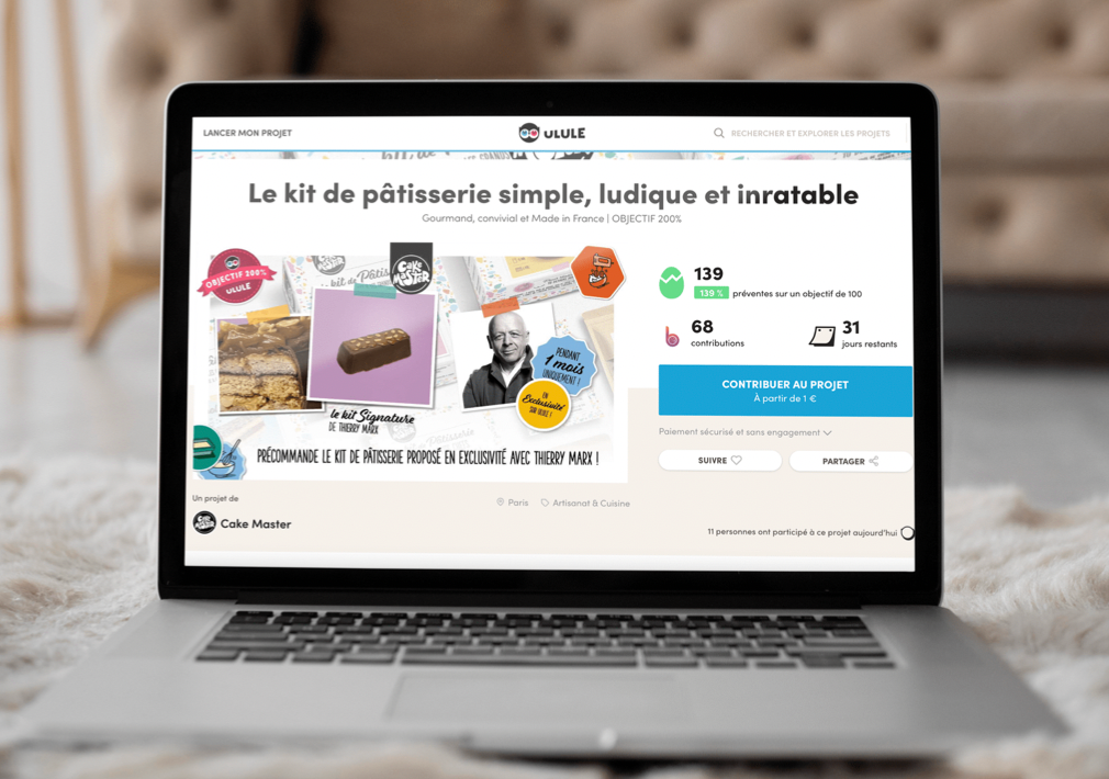 Site web d'Ulule, le kit de patisserie